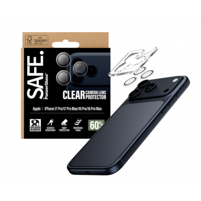 PANZERGLASS Γυαλί προστασίας SAFE. CAMERA LENS protector για Apple iPhone 16 PRO/16 PRO MAX 2024/ 17 Pro / 17 Pro Max 5G 2025 - ΔΙΑΦΑΝΟ - PG-SA74645